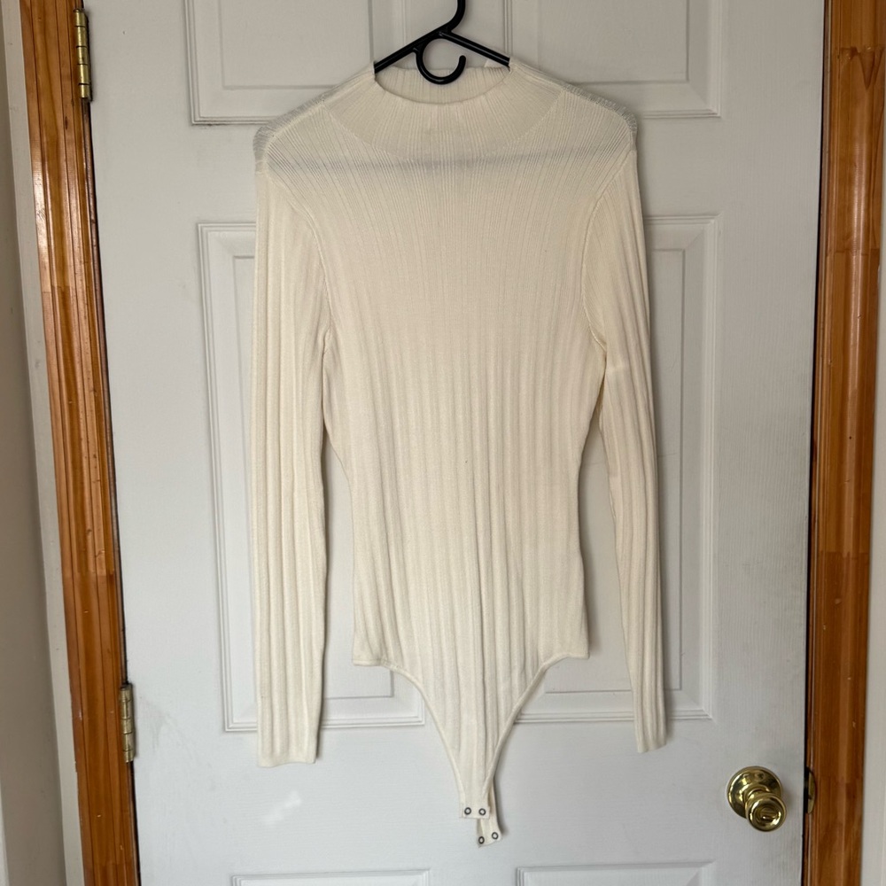 Abercrombie & Fitch Cream Ribbed Bodysuit